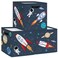 Clastyle 3 pcs Cosmic Space Cube Storage Unit Boxes Stars Kallax Box for Shelves Parents Storage Baskets for Book Clothes Toy Organizer Rocket 118x118x118 in