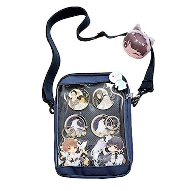 Vensivy Ita Bag DIY Transparent Crossbody Anime Pins Bag Shoulder Messenger Itabag Comic Anime Satchels Dark Blue