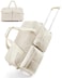 BAGSMART Rolling Duffle Bag with Wheels Carry On Bag Duffel Bag for Travel Wet Pocket Duffle with Wheels and Handle Beige 42L