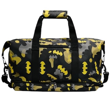 OtRainbow BATMAN Travel Duffle Bag with Bold Yellow and Black Camouflage Pattern Spacious Interior for All Essentials Adjustable Shoulder Strap Reinforced HandlesStylish Design for Every Traveler