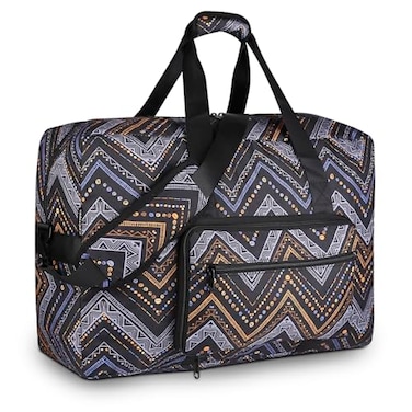 F.FETIVIN FFETIVIN Weekender Bag Carry On Travel Duffle Medium Overnight Bag for Women Wavy Stripes