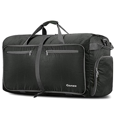 Gonex 100L Large Foldable Travel Duffle Bag with Shoes Compartment Packable Lightweight Water Repellent Duffel Bag for Camping Gym Weekender Bag Gray