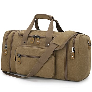 Gonex Canvas Duffle Bag for Travel 50L Duffel Overnight Weekend BagCoffee