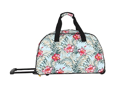 LUCAS Lucas Designer Carry On Luggage Collection Lightweight Pattern 22 Inch Duffel Bag Weekender Overnight Business Travel Suitcase with 2 Rolling Wheels OCEAN 22in