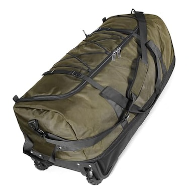 Vrtisa 110L Expandable to 140L 32 Foldable Oxford SoftSided Rolling Duffle Bag with 2 HeavyDuty Wheels2 Large CompartmentsAdjustable Shoulder Strap and Attached Organizer PouchGreen