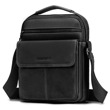 COSCOOA Leather Shoulder Bag for Men Crossbody Messenger Briefcase Satchel Travel Bag