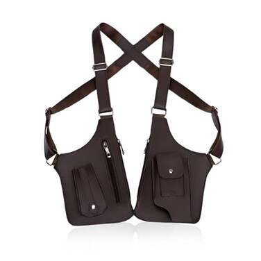 Wshxjzyay Double Shoulder Armpit Bag for Men Antitheft Bag with Double Shoulder Straps Anti Theft Harness for Men Leather Antitheft Harness Wallet Brown