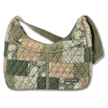 Bella Taylor Blakely Hobo Shoulder Bag for Women Lightweight Quilted Fabric Purse with Pockets Heirloom Rose Patchwork