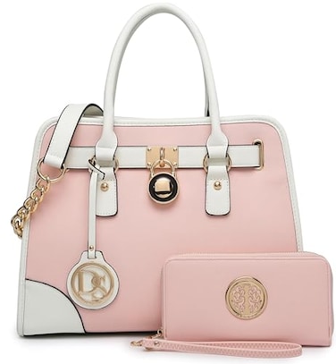 Dasein Women Handbags Top Handle Satchel Purse Shoulder Bag Hobo Bag Work Bag Set 2pcs 04 Simple Color Pink New