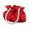 JAMBHALA Small Wristlet Purses Mini Bucket Bag Women Hobo Bag with Faux Pearl Chain Red