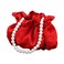 JAMBHALA Small Wristlet Purses Mini Bucket Bag Women Hobo Bag with Faux Pearl Chain Red