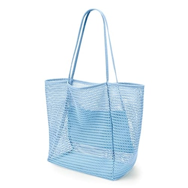 KALIDI BeachNylon Mesh Tote Bag Casual Tote Bag Hobo Women Foldable MAX 23L Shoulder Bag For Beach Picnic Vacation
