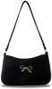 AIPJOY Small Shoulder Bag For WomenBow Shoulder Handbags Trendy Y2k PU Leather Purses Black