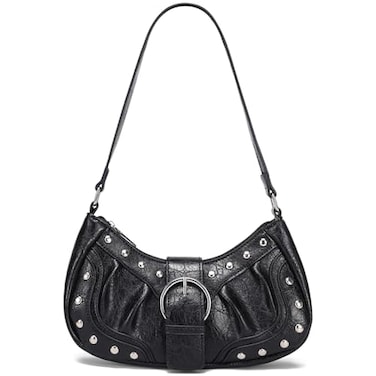 HIYOLALA Y2K Purse Small Shoulder Bags for Women with Rivets Punk Style Goth Grunge Emo Handbag