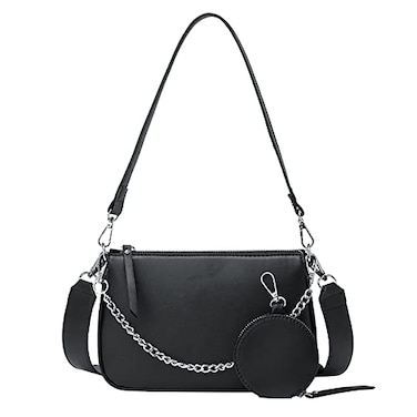 Kehpish Crossbody Bag for Women Leather Chain Strap Side Shoulder Handbag With Coin Purse Pouch 3 Removable Shoulder Straps