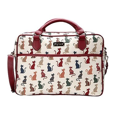 Signare Tapestry White and Red Computer Laptop Notebook Bag 156 inch in Cheeky Cat CPUCHEKY Medium