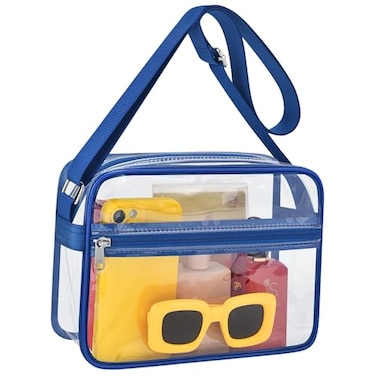 MAY TREE Clear Bag for Stadium Events Clear Messenger Bag Suitable for Concert Outfits and Sports Events SmallBlue