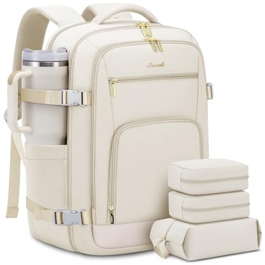 LOVEVOOK 50L Large Travel Backpack for Women Flight Approved Carry on Backpack for Airplanes Personal Item Travel Bag Waterproof 18 Inch Laptop Backpack Business Weekender Overnight Daypack 4Pcs