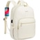 LOVEVOOK Laptop Backpack Purse for Women Work Travel Computer Bags College School Backpack for Student Girl Quilted Casual Daypack with USB Port Fit 156 Inch Laptop Beige White