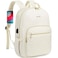 LOVEVOOK Laptop Backpack Purse for Women Work Travel Computer Bags College School Backpack for Student Girl Quilted Casual Daypack with USB Port Fit 156 Inch Laptop Beige White