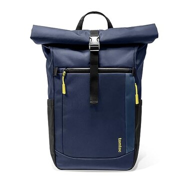 tomtoc Roll Top Laptop Backpack Lightweight WaterResistant Commute Expandable Casual Daypack for 13156 inch Laptop Rucksack for Work College Trip Capacity Adjustable 1720L Dark Blue