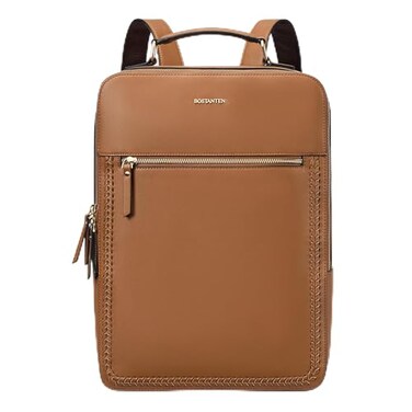 BOSTANTEN Leather Backpack 156 inch Laptop Bag Travel Casual Computer Backpack College Business Work Shoulder Bags with Trolley Sleeve for Women Men Brown