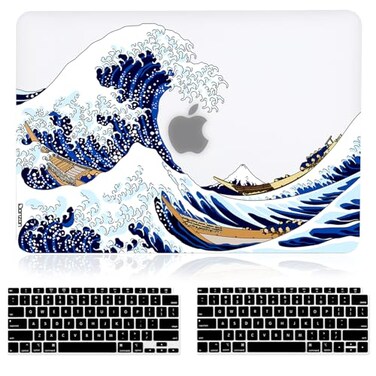 iDonzon Case for MacBook Air 13 inch M1 A2337 A2179 A1932 20222018 Release 3D Effect Matte Clear See Through Hard CoverKeyboard Cover Compatible Air 133 with Retina Display Touch ID Great Wave