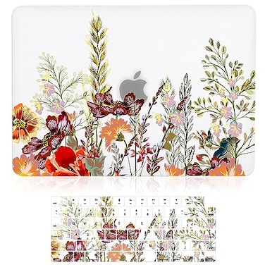 iDonzon Case for MacBook Air 13inch Laptop M5 M4 M3 M2 A3449 A3240 A3113 A2681 20262022 Release with Touch ID 3D Effect Matte Clear See Through Hard CoverKeyboard Cover Field Flowers