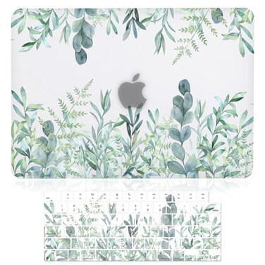 iDonzon Case for MacBook Air 13inch Laptop M5 M4 M3 M2 A3449 A3240 A3113 A2681 20262022 Release with Touch ID 3D Effect Matte Clear See Through Hard CoverKeyboard Cover Green Plants