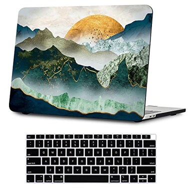 iNOTOGG Compatible with MacBook Air 13 Inch Case 2021 20202018 Release A2337 M1 A2179 A1932 Hard Shell Plastic Case with Keyboard Cover for New MacBook Air 13 with Touch ID Green Mountain