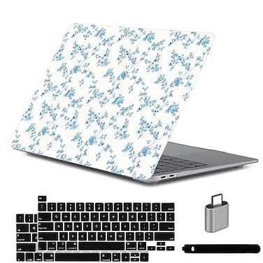 LanBaiLan Compatible for MacBook Pro 13 inch with Touch Bar M2 2026 2025 2024 2023 20222016 A2338 M1 A2251 A2289 A2159 A1989 A1708 A1706 Laptop Hardshell Case and Keyboard Cover Engraved Floral