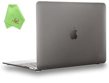 UESWILL Smooth Soft Touch Matte Hard Shell Case Cover Compatible with MacBook 12 inch with Retina Display Model A1534 Microfibre Cleaning Cloth Gray
