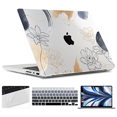 TWOLSKOO Compatible with MacBook Pro 16 inch Case M4 A3403 A3186 M3 A2991 M2 A2780 M1 A2485 20242021 ProMax Chip Plastic Hard Shell Keyboard Cover Trackpad Film Florals X450