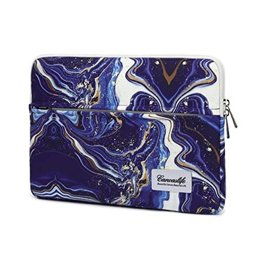 canvaslife Canvaslife Blue Marble Pattern 13 inch Canvas Laptop Sleeve with Pocket 13 inch 133 inch Laptop case 131 case