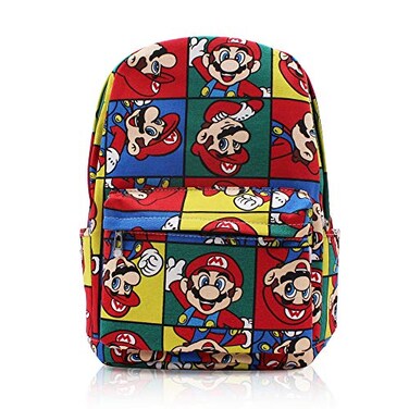 Finex Star Mario Canvas Backpack Casual Daypack with 15 in Laptop Storage Compartment