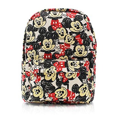 Finex Mickey Minnie Canvas Backpack Casual Daypack with 15 in Laptop Storage Compartment