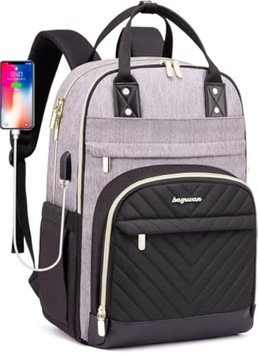bagswan Laptop Backpack for WomenMen Fits 156 Inch Laptop Bag Fashion Travel Work Antitheft Bag Business Computer Waterproof Backpack Purse Grey Black