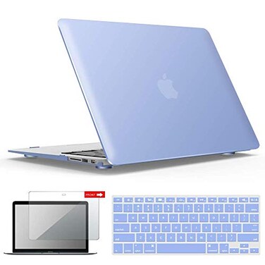 IBENZER Compatible with MacBook Air 11 Inch Case Model A1370 A1465 Soft Touch Plastic Hard Shell Case Bundle with Keyboard Cover Screen Protector for Mac Air 11 Serenity Blue A11SRL2