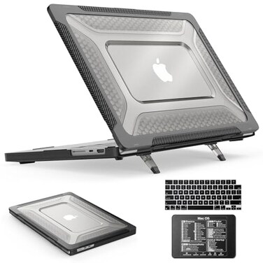 SEYMAC stock Case for MacBook Pro 16 inch ShockAbsorbing Protection with Folding Stand Mouse Pad Case for MacBook Pro 16 inch Black