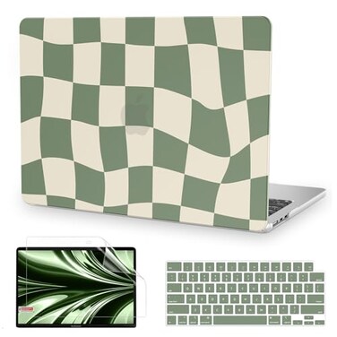 anban Anban Compatible with MacBook Air 13 inch Case M5 2026 20252022 M4 M3 M2 A3449 A3240 A3113 A2681 Plastic Hard ShellKeyboard CoverScreen Protector for MacBook Air 136 inch Case Green Checkered