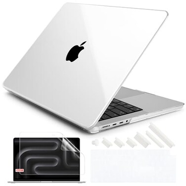 DONGKE Compatible with M5 MacBook Pro 14 inch Case M4 M3 M2 M1 2026 20242021 A3427 A3426 A3434 A3112 A3401 A3185 A2918 A2992 A2779 A2442 Pro Max Plastic Hard Shell Coverr Crystal Clear