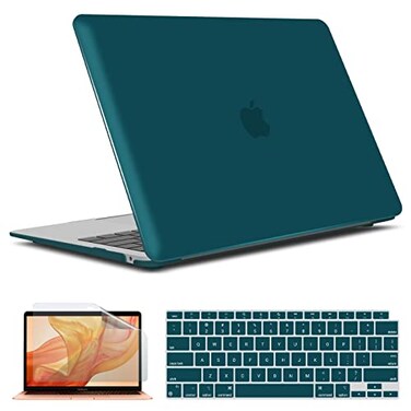 IBENZER Compatible with New MacBook Air 13 inch case 2022 2021 2020 M1 A2337 A2179 A1932 Hard Shell CaseKeyboard CoverScreen Film for Mac Air 13 with Touch ID 20182022 Quezhal Green AT13QUGN2