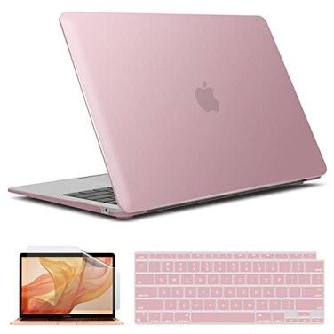 IBENZER Compatible with New MacBook Air 13 inch case 2022 2021 2020 M1 A2337 A2179 A1932 Hard Shell CaseKeyboard CoverScreen Film for Mac Air 13 with Touch ID 20182022 Rose Gold AT13MPK2