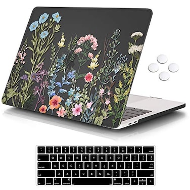 iCasso Compatible with MacBook Pro 13 inch Case 2022 20212016 Release A2338 M2M1A2251A2289A2159A1706A1708 Plastic Hard Shell Case with 5 Rows Keyboard Cover for MacBook Pro 13Black Weeds