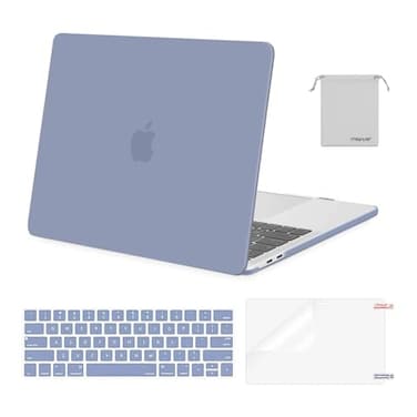 MOSISO Compatible with MacBook Pro 13 inch Case M2 2026 2025 2024 2023 20222016 A2338 M1 A2251 A2289 A2159 A1989 A1708 A1706Plastic Hard ShellKeyboard CoverScreen FilmStorage Bag Lavender Gray