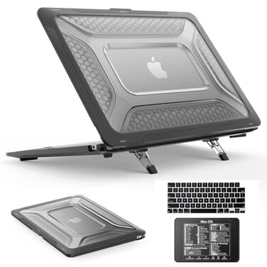 SEYMAC stock Case for MacBook Air 15 inch ShockAbsorbing Protection with Folding Stand Mouse Pad Case for MacBook Air 15 inch Black
