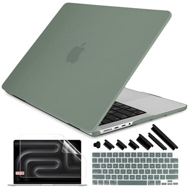 DONGKE Compatible with M5 MacBook Pro 14 inch Case M4 M3 M2 M1 2026 20242021 A3427 A3426 A3434 A3112 A3401 A3185 A2918 A2992 A2779 A2442 Pro Max Plastic Hard Shell Coverr Midnight Green
