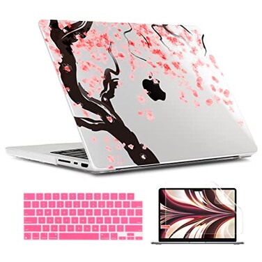 TWOLSKOO for MacBook Pro 16 Inch Case 2023 2022 2021 Release M2 A2780 M1 A2485 M1 ProMax Hard Shell Case Keyboard Cover Screen Protector for Mac Pro 16 with Touch ID Cherry Blossoms