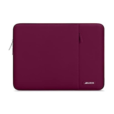 MOSISO Laptop Case 13 inch Laptop Sleeve Compatible with MacBook NeoAirPro 13 inch with A18M5M4M3M2M1 Chip 20262016 Polyester Vertical Computer Sleeve Bag with Pocket Wine Red