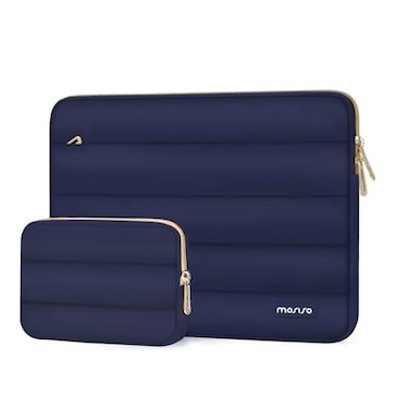 MOSISO Laptop Case 16 inch 15156 inch Puffy Laptop Sleeve Compatible with MacBook Pro 16 M5 M4 M3 M2 M1 HP Dell ASUS Acer Toshiba Lenovo Polyester Horizontal Bag with Small Case Navy Blue